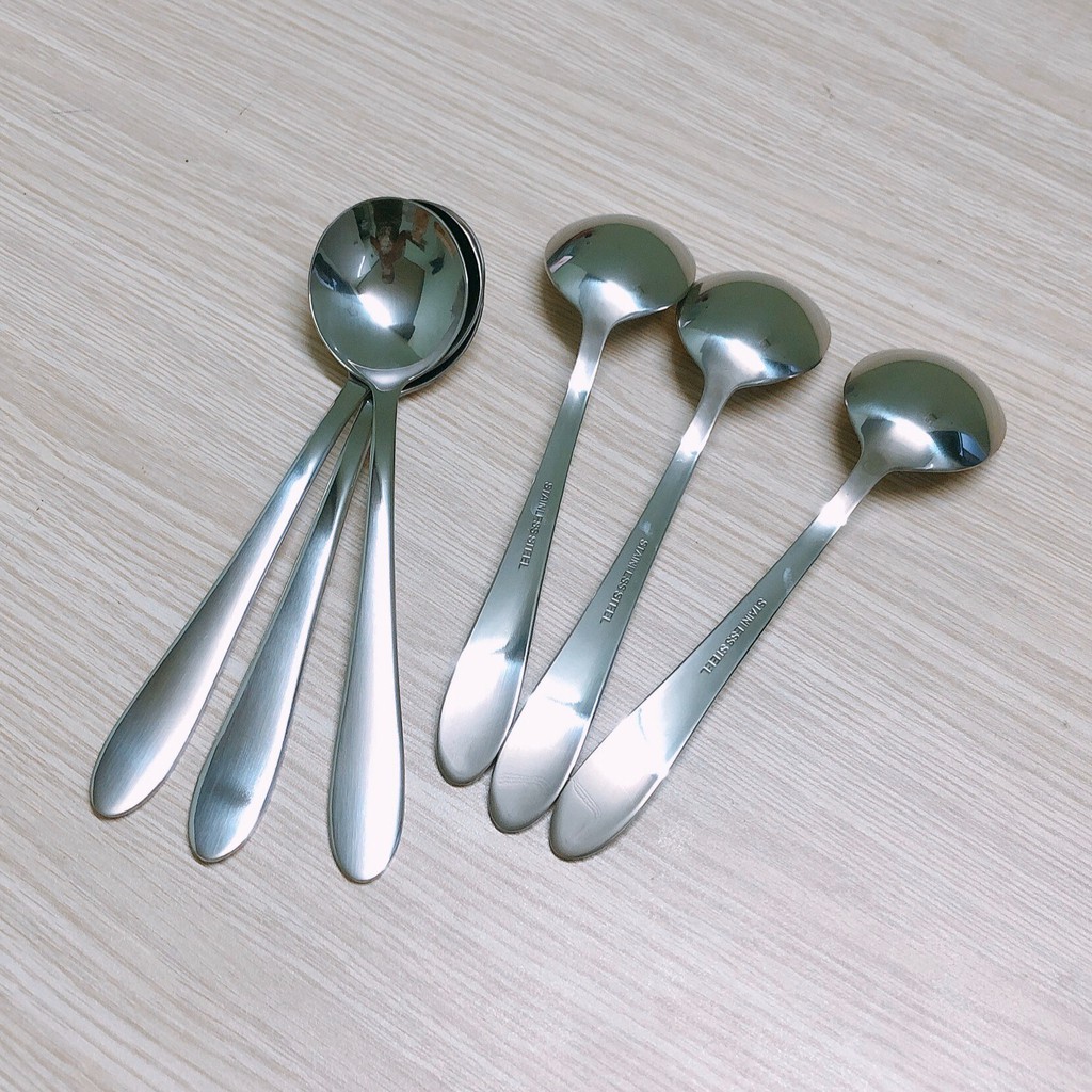 Muỗng Soup Inox cao cấp 18-10 Hiệu TH dài 19cm - Thép không gỉ sáng bóng