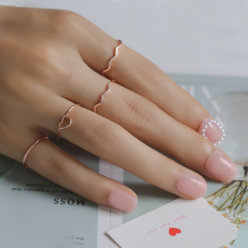 Set nhẫn thời trang kiểu dáng đơn giản cho nữ OUYOU