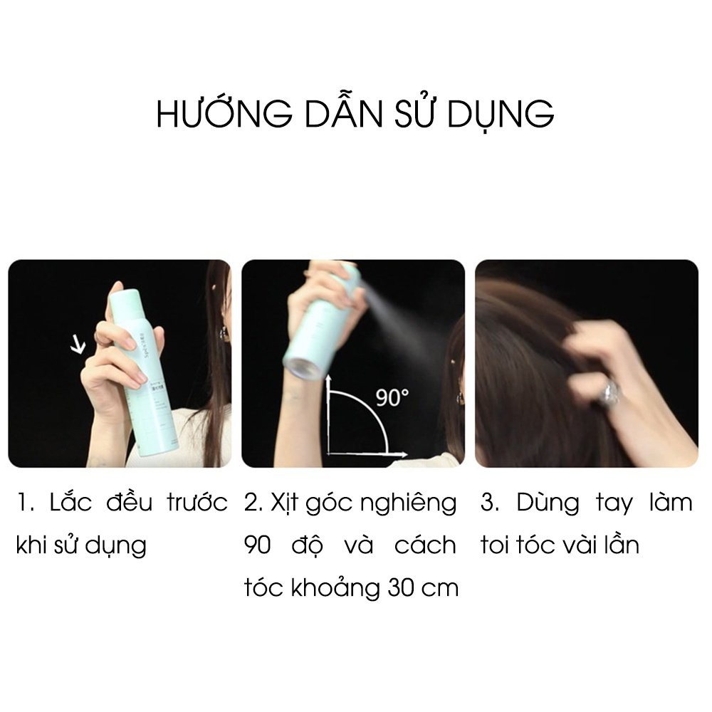 Dầu gội khô dạng xịt Spes làm sạch tóc không bết dính, Gội đầu khô phồng tóc 3 tầng hương HOT Douyin