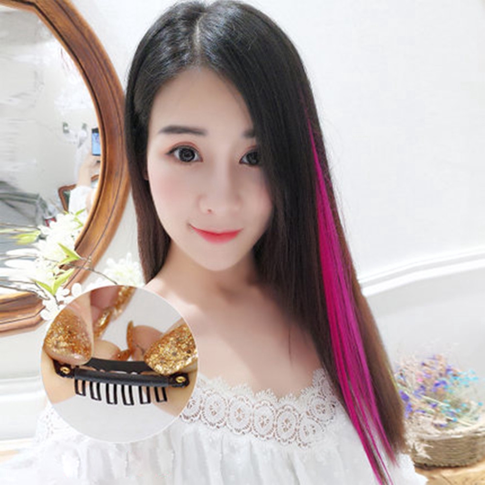 Tép tóc giả làm bằng sợi chịu nhiệt dài thẳng màu gradient 55cm dành cho nữ