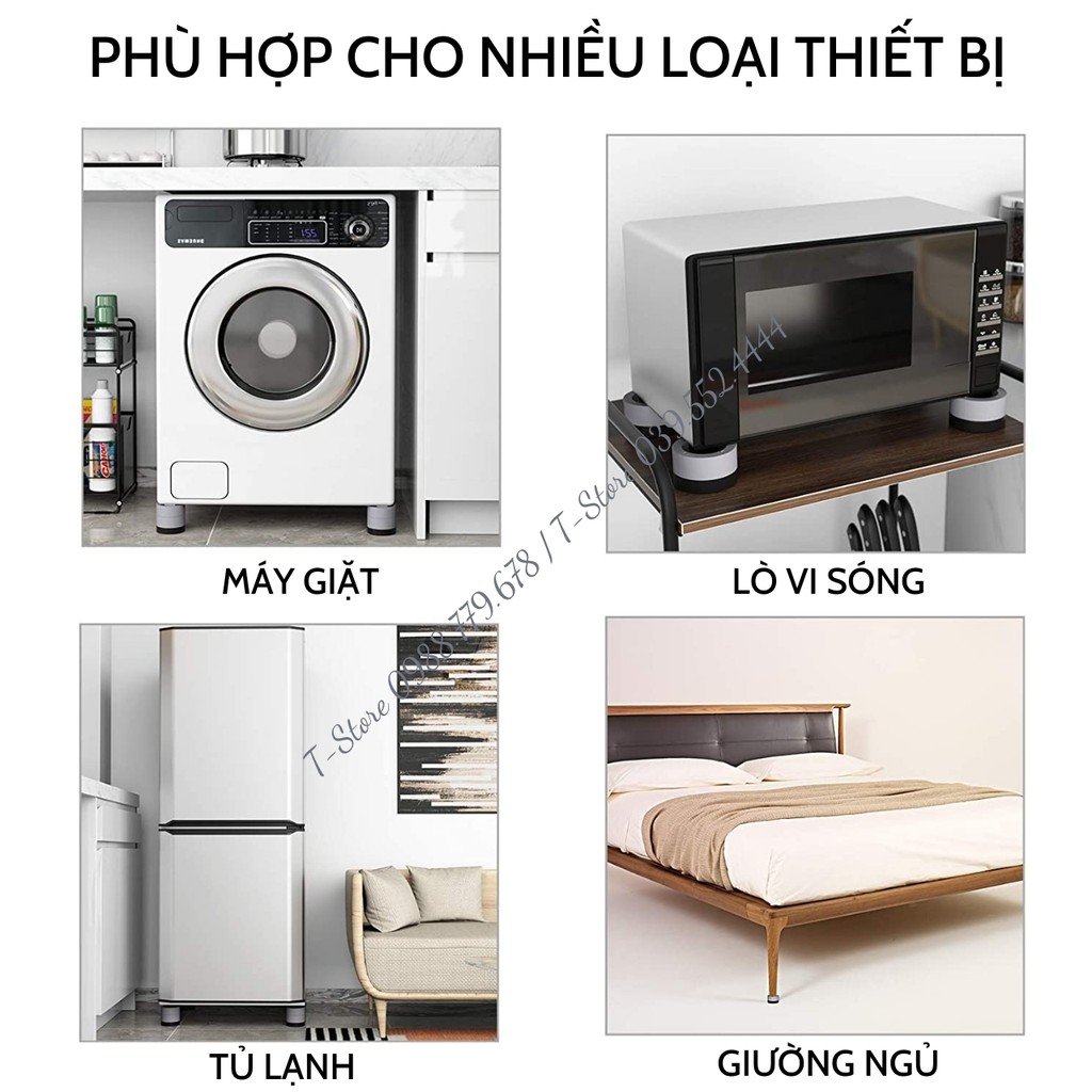 Bộ 4 miếng đệm cao su lót chân máy giặt 3T - chống rung, chống ồn, Hàng Việt Nam Xuất Khẩu.