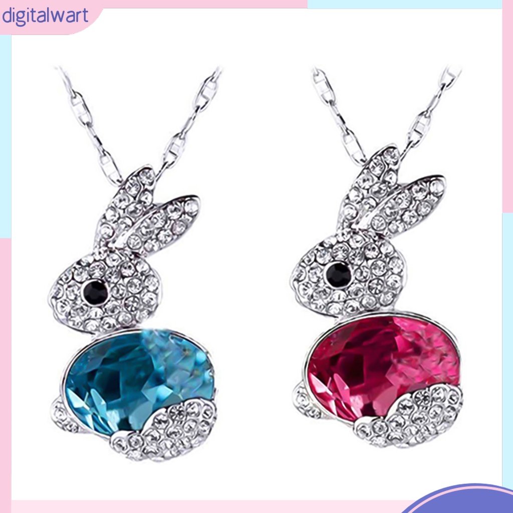 Dây chuyền mặt thỏ đính đá quý nhân tạo lấp lánh sang trọng cá tính dành cho nữ
