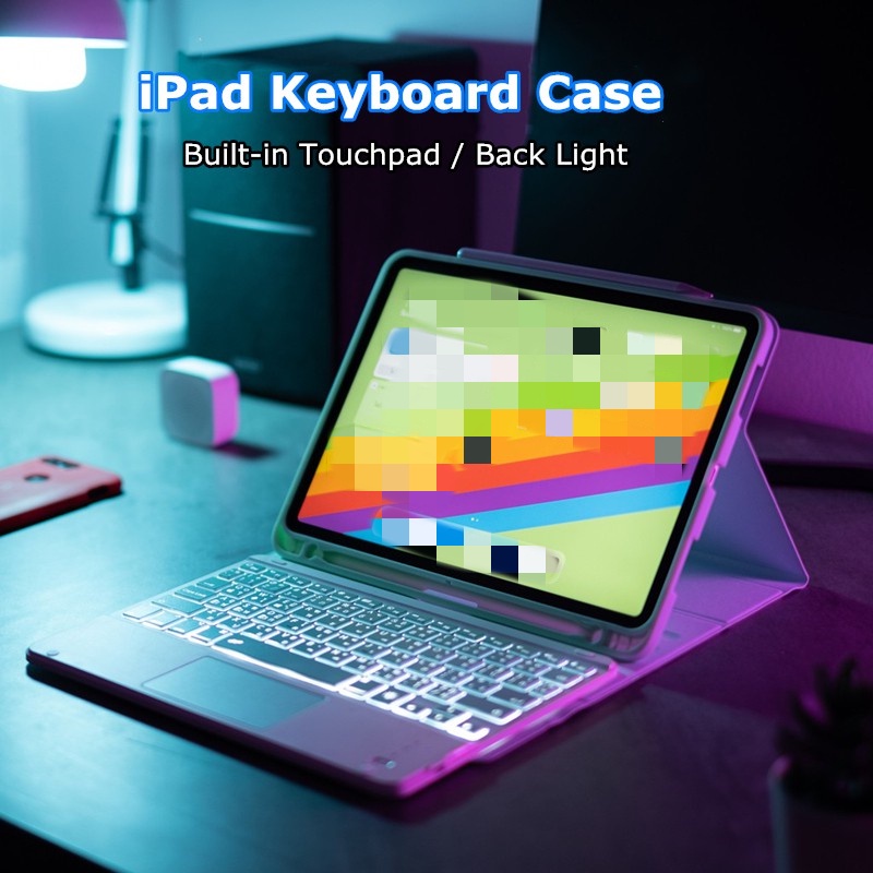 NIXXOS Bao da máy tính bảng có bàn phím 7 màu thích hợp cho iPad 5th 6th 7th 8th Gen Air2 3 4 5 Pro9.7 Pro10.5 Pro11