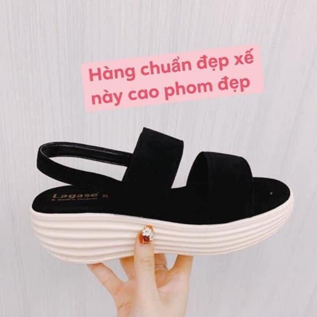 Giày dép nữ sandal đế xuồng Thái Lan quai ngang nhung đế cao hack chiều cao siêu bền