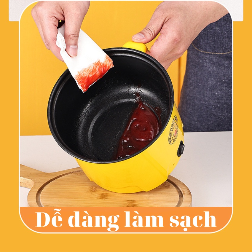 Nồi lẩu 2 Tầng Vịt Vàng, Nấu Cơm Đa Năng Có Tay Cầm 1,8L - Nồi Lẩu Điện Mini đa năng Kèm Giá Hấp Vịt Vàng