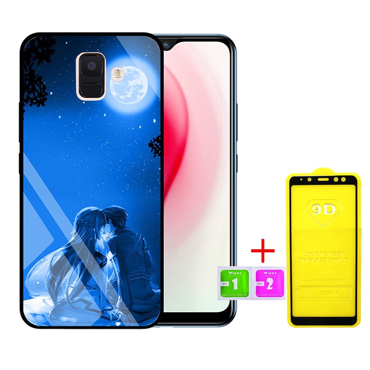 &quot;Combo 1 ốp lưng Samsung A6 2018 + 1 Cường Lực&quot; Mặt kính 3D sang trọng_Không Nhòe, Không Phai Hình ( Tim shop )