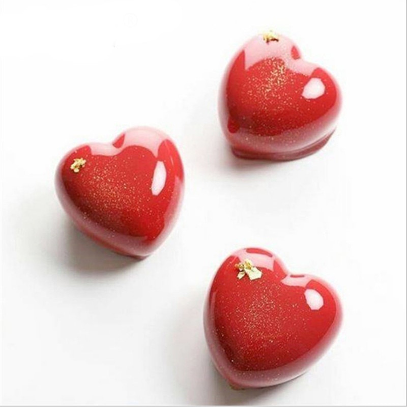 Khuôn Silicon 8 Khoang 3D Trái Tim Làm Socola,Nướng Bánh Trang Trí Muffin Moule ,Khuôn Làm Bánh Mousse