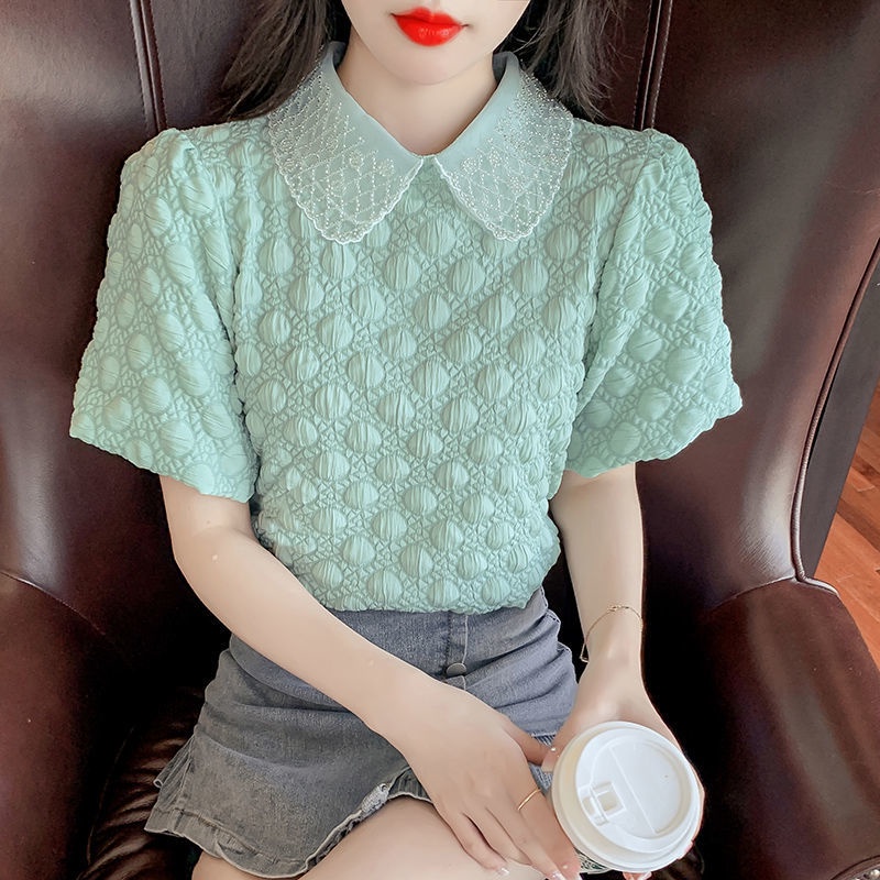 Áo Sơ Mi Cổ Búp Bê Dáng Rộng Phong Cách Hàn Quốc Thời Trang Mùa Hè Mới Cho Nữ