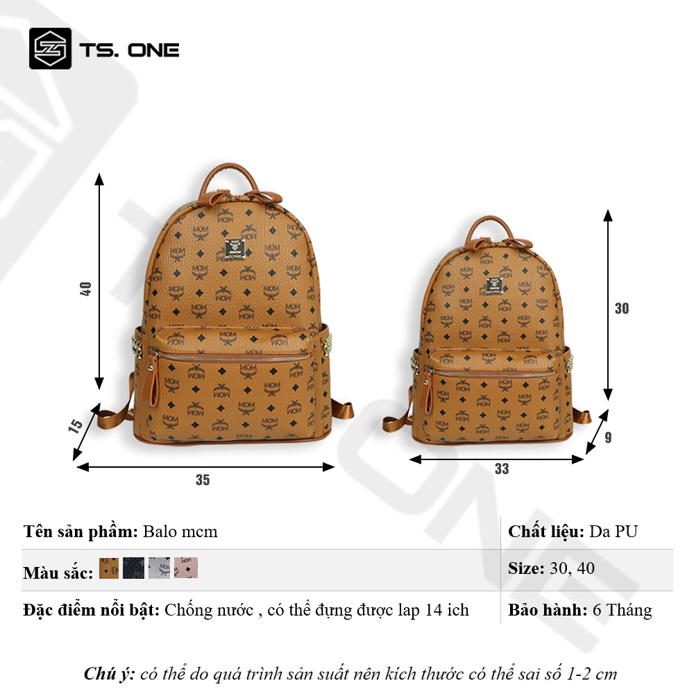 Balo mcm, balo da thời trang TSONE chất da cao cấp chống nước giữ form tốt size 40