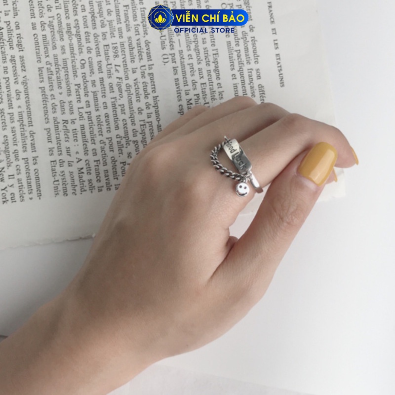 Nhẫn bạc nữ mặt cười good luck chất liệu bạc Thái 925 thời trang phụ kiện trang sức nữ Viễn Chí Bảo N000504