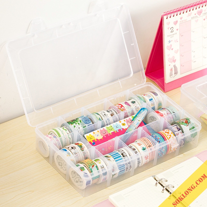 Hộp đựng washi tape, phụ kiện 15 ngăn có thể tháo lắp chống nước C07