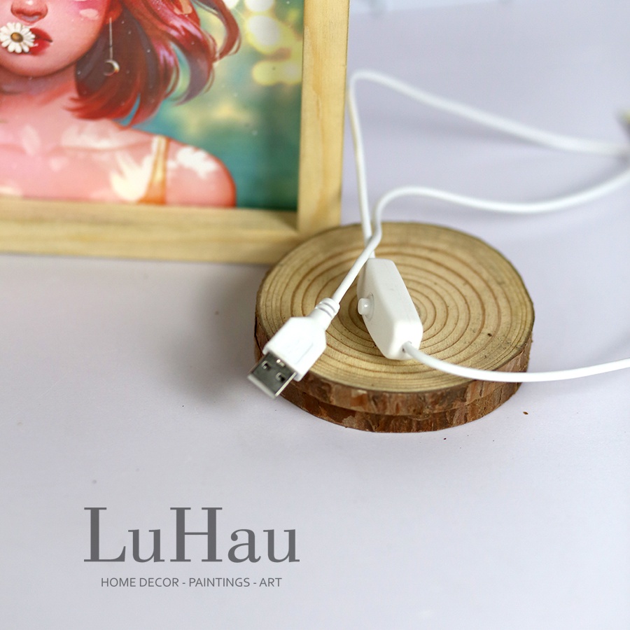 Khung ảnh gỗ decor có đèn led để bàn có thể thay hình theo chủ đề