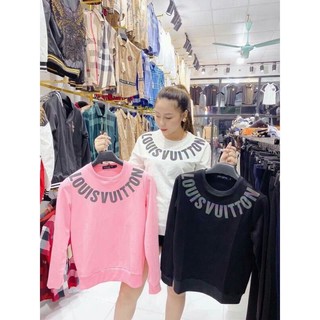 Áo nỉ Sweater phản quang in chữ LV viền cổ cực chất [FREESHIP] Áo sweater dày dặn, áo sweater nam nữ đẹp,áo đôi đẹp