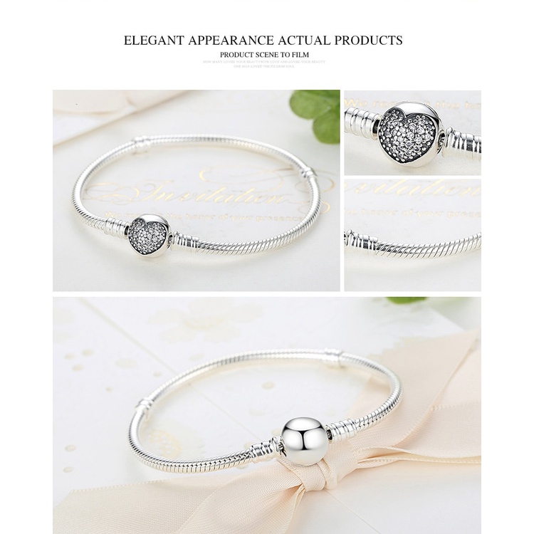 Vòng tay Bamoer PAS916 bằng bạc 925 17 - 20 cm cho nữ