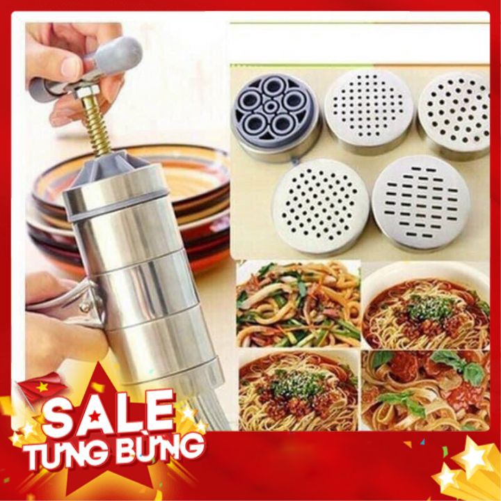 Máy Làm Bún Tươi, Mỳ Sợi 5 Đầu Cắt Inox (Bạc)