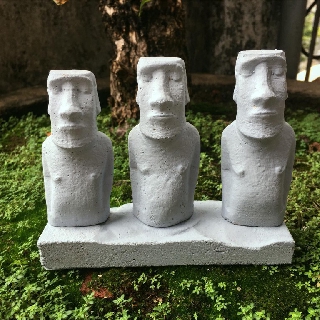 Bộ 3 tượng người đá Moai đảo phục sinh Ester Island trang trí hồ thủy sinh hồ cá tiểu cảnh