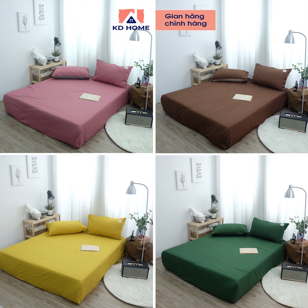 Bộ ga vỏ gối Cotton Tici, sét 3 món chăn ga gối nhiều kích thước miễn phí may bo chun KD Home