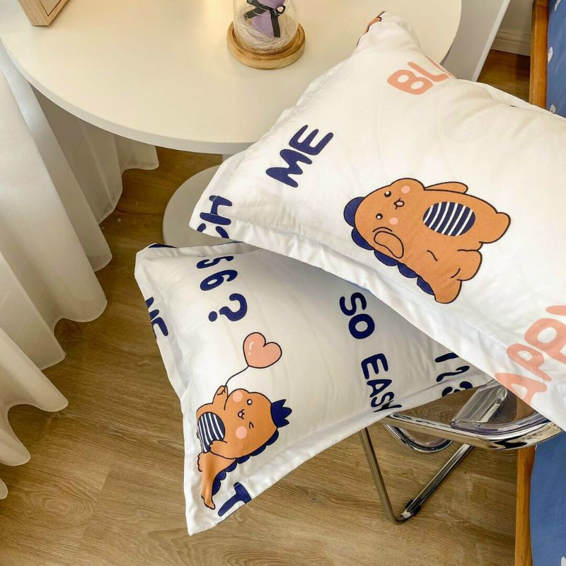 Bộ Chăn Ga Gối Khủng Long Học Chữ Cotton Poly