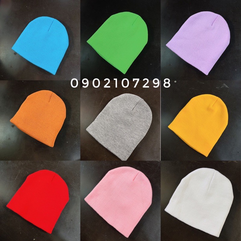 [Sỉ Tận Gốc] Mũ Len Beanie Trơn Dáng Ngắn Đủ Màu Cho Người Lớn, Trẻ Em (Ảnh &amp; video thật) 21cm