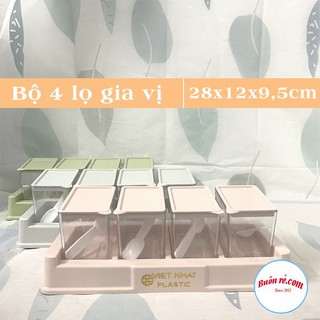 Bộ 4 lọ đựng gia vị có thìa Việt Nhật -Hũ đựng gia vị có nắp đậy tiện dụng bền đẹp (MS:2939) -Buôn rẻ 01268