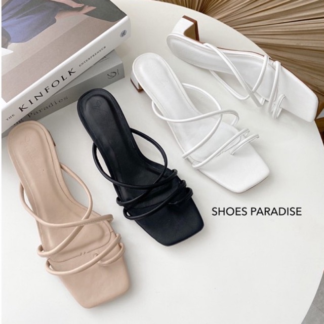 giày cao gót 3p giày cao gót nữ đế vuông xỏ ngón mảnh shoes paradise sh07