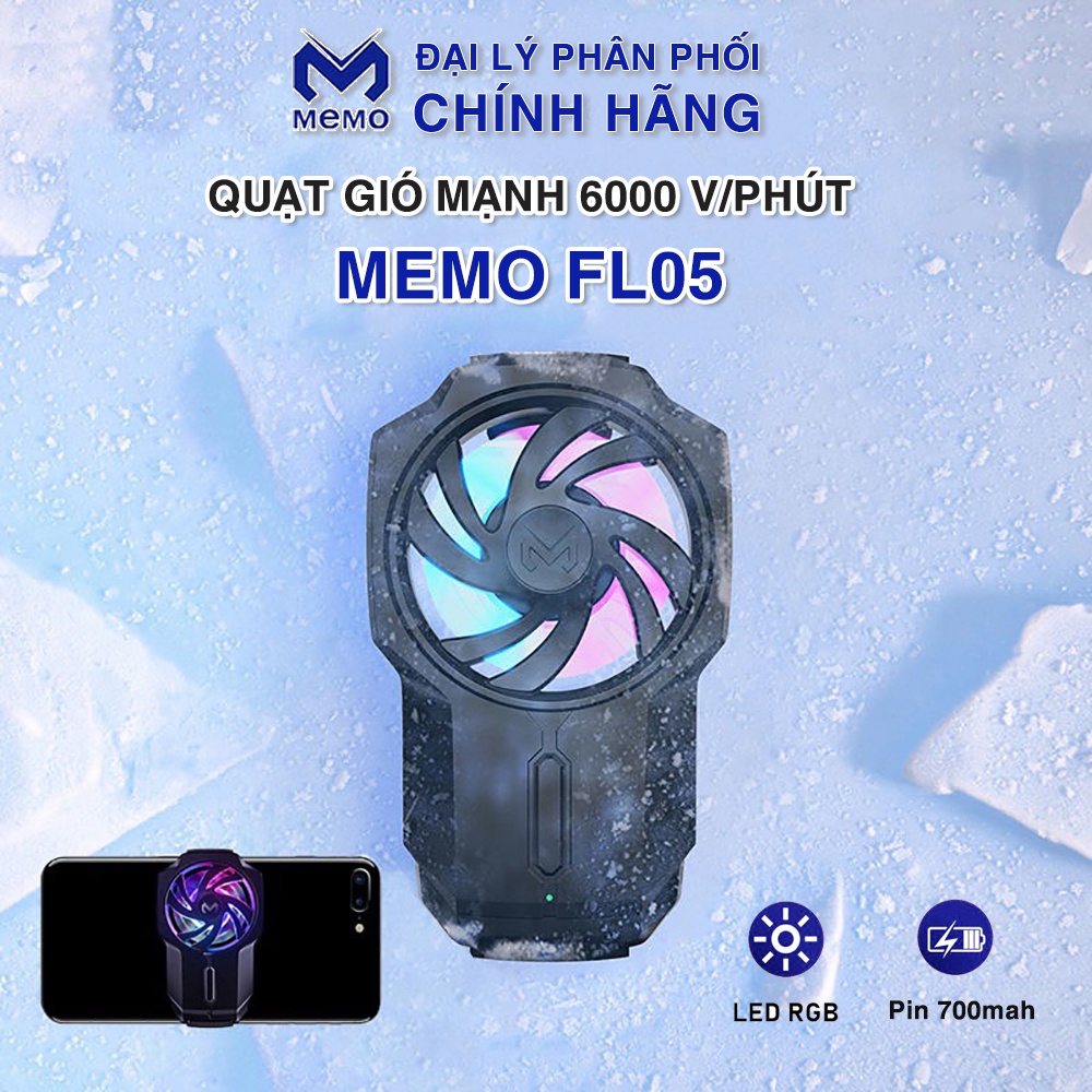 Quạt tản nhiệt điện thoại Xiaomi chính hãng Memo FL05 pin 700mah có led rgb gaming