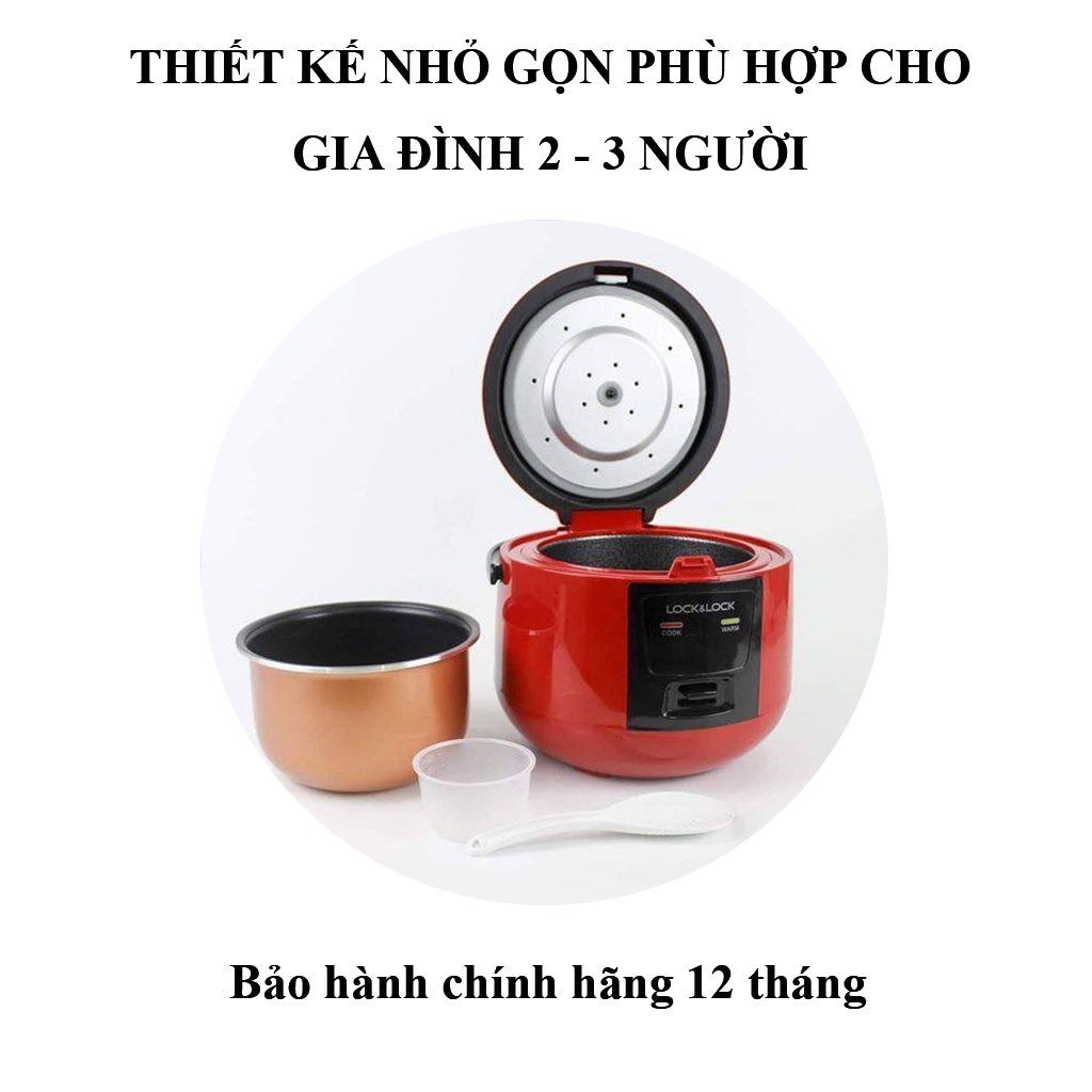 [HÀNG CHÍNH HÃNG] Nồi cơm điện Lock and Lock - 1 lít - nấu cơm cực ngon - màu đỏ