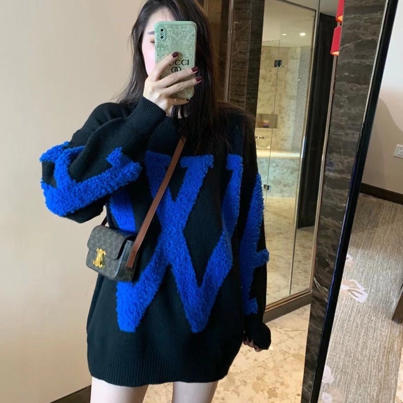 37--------Áo Sweater In Chữ Mới Cho Người Lười Phong Cách Thu Đông Cho Người Lớn 150kg Plus Size 2022