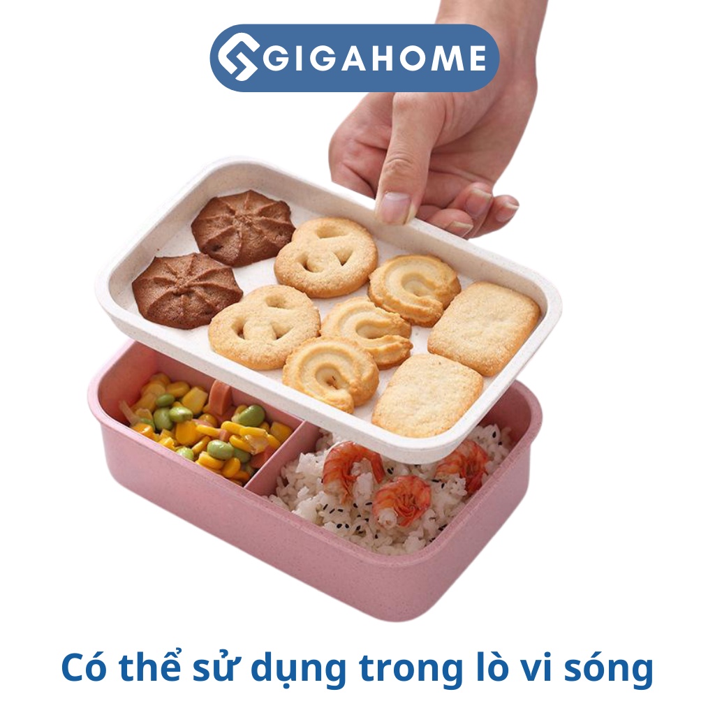 Hộp Đựng Cơm Lúa Mạch 2 Tầng 3 Ngăn GIGAHOME An Toàn Sức Khỏe, Thân Thiện Môi Trường 5634