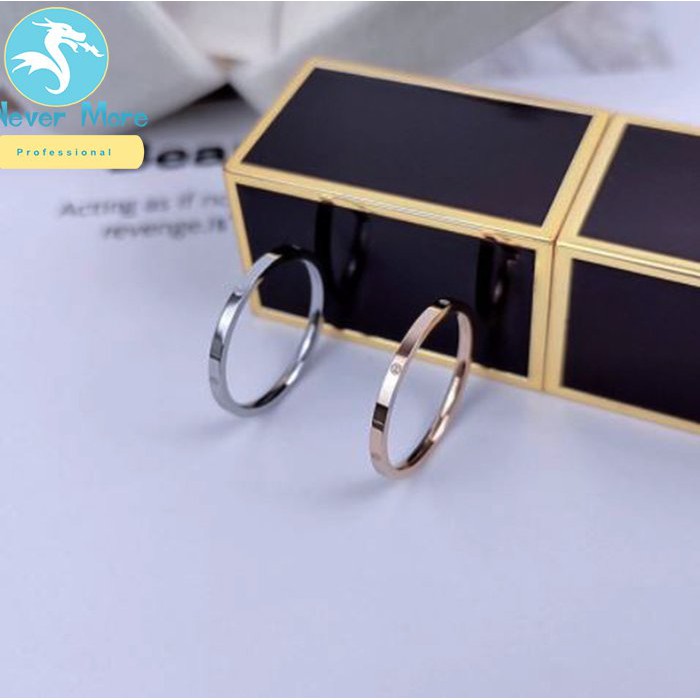 Nhẫn titan Car tier siêu nhí 1mm đẹp, bền màu, chuẩn thời trang - Tặng hộp đựng xinh xắn