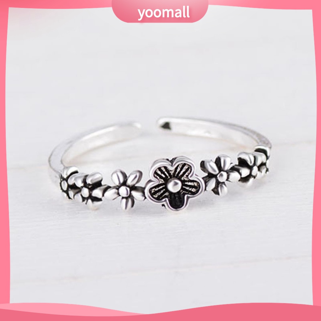 Yomall♡ Nhẫn Thiết Kế Hở Hình Hoa Thân Thiện Với Da Phong Cách Retro