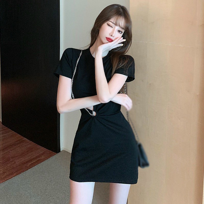 Đầm borip khoét eo có dây trang trí phong cách Hàn Quốc shop Tiến Linh