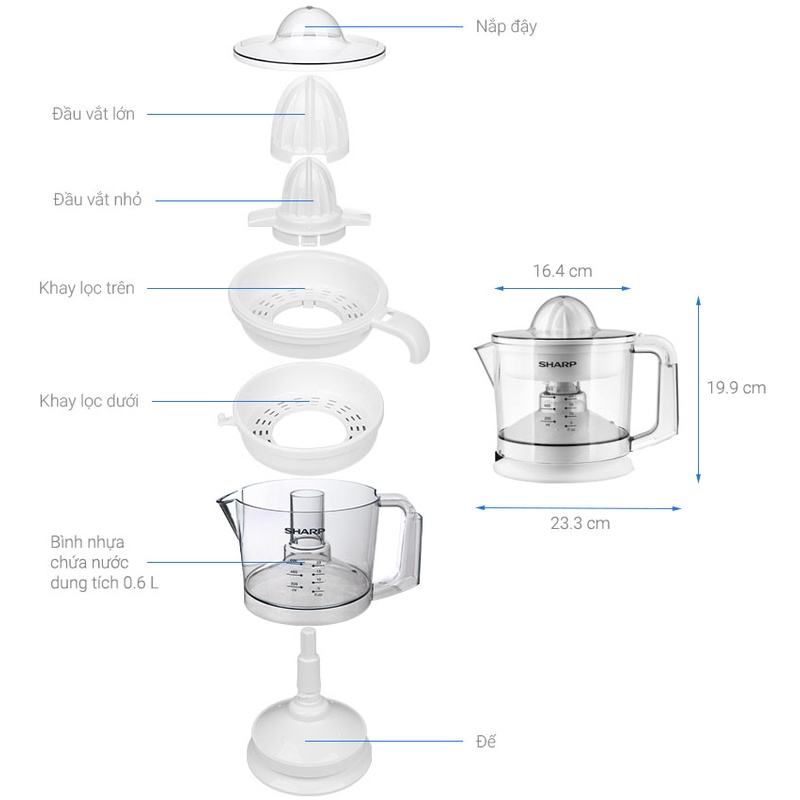 Máy vắt cam Sharp, máy ép cam Lenbenlang tự động đảo chiều bằng điện cho bé và gia đình - HAPOS