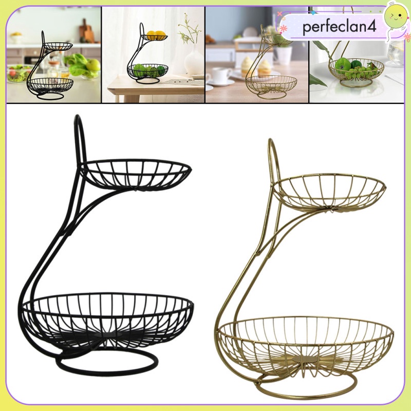 Rổ đựng trái cây 2 tầng bằng sắt hình tròn dùng cho phòng khách