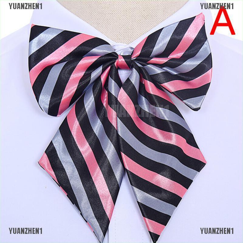 Cà Vạt Nơ Họa Tiết Kẻ Sọc Bằng Lụa Cho Nữ YUANZHEN1