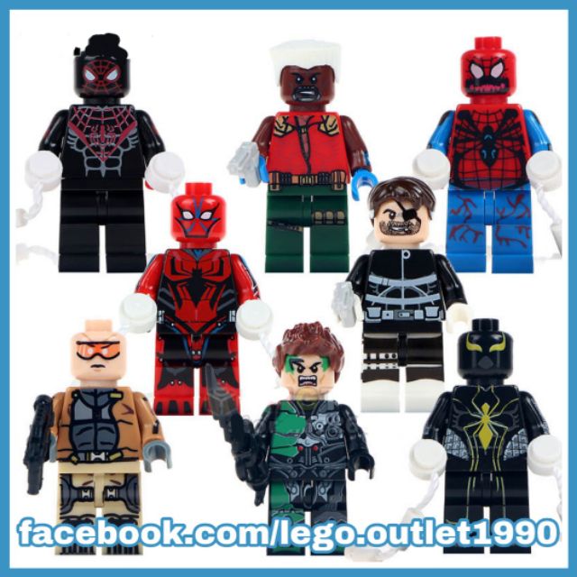 Xếp hình Agent X, Green Goblin, Spider-Armor, Miles Morales siêu anh hùng Lego Minifigures POGO PG8096