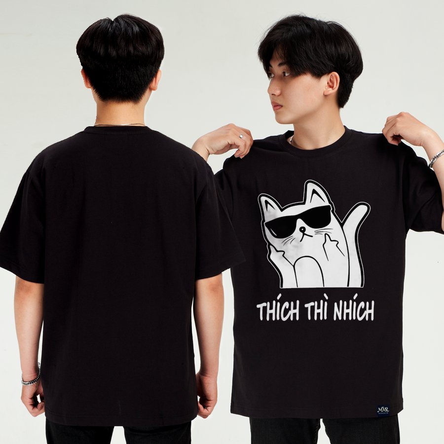 Áo thun nam phông nữ trắng tay lỡ thích thì nhích meo meo MVR size rộng tee Mỹ BB4096