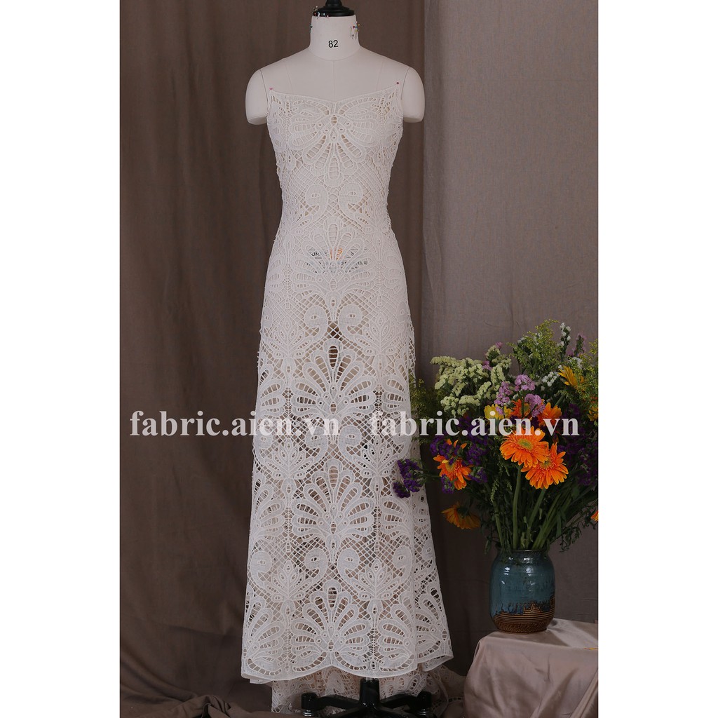 Vải Ren chỉ cotton mềm, hàng chuẩn may đầm đẹp ATBH-01N