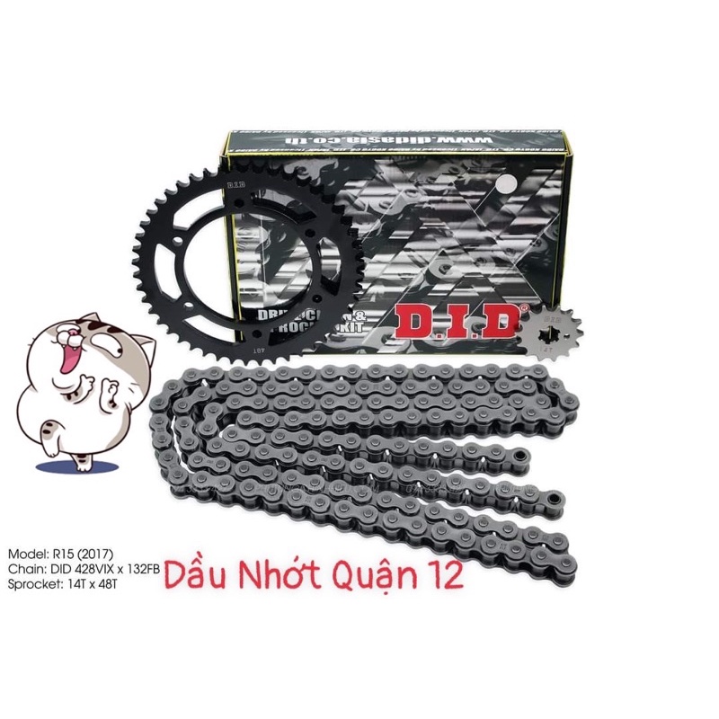 Bộ Nhông Sên Dĩa Yamaha R15 - MT15 D.I.D High Performance Sealed Drive Chain Kit 428 - Made in D.I.D Asia Thailand