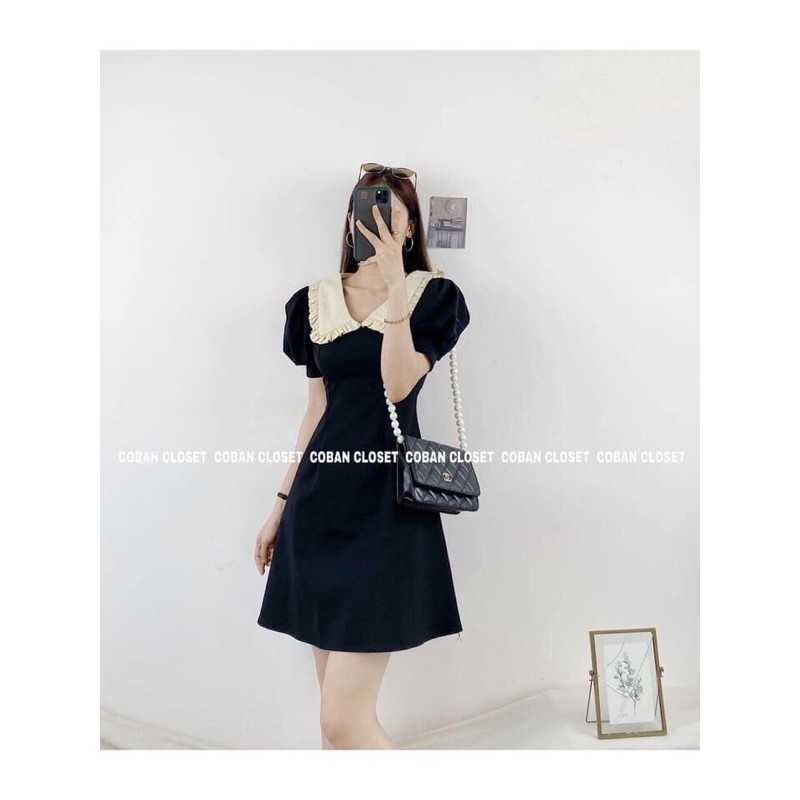 ⚡️BÁN SỈ⚡️Đầm xoè phối cổ trắng 2 màu đen, nâu | BigBuy360 - bigbuy360.vn