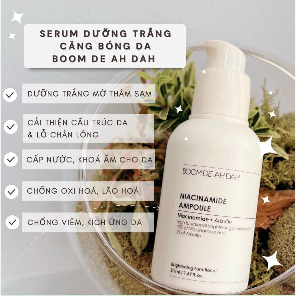 Serum Dưỡng Trắng Căng Bóng Da Boom De Ah Dah Niacinamide 10% + Arbutin 2% Ampoule 50ml - DUXBO