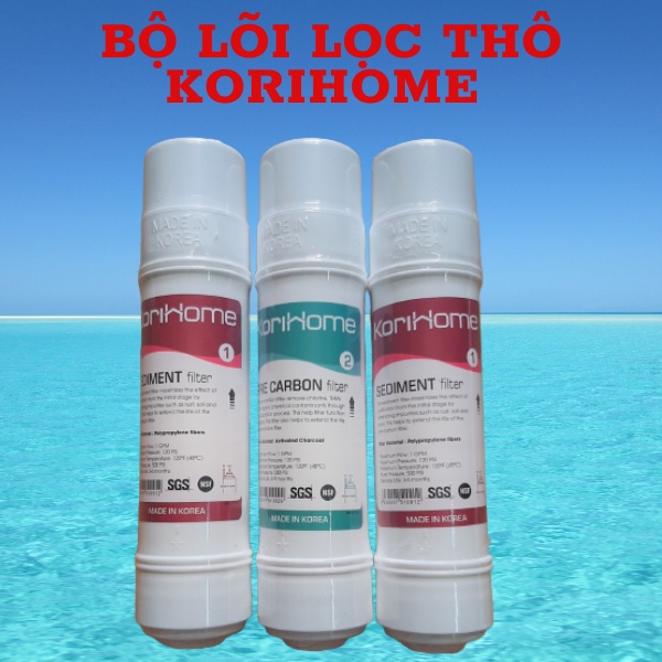 BỘ 9 LÕI LỌC KORIHOME GỒM:2 LÕI SEDIMENT,1 LÕI PRE CARBON,1POST CARBON,1 RO,1 NANO,1 HYDROGEN,1 MINERAL.INFRARED