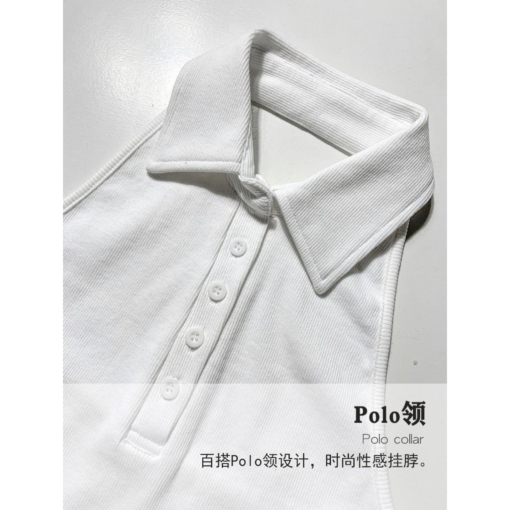 [Sẵn] Áo Polo Croptop hở lưng màu trắng và đen chất đẹp dày dặn | BigBuy360 - bigbuy360.vn