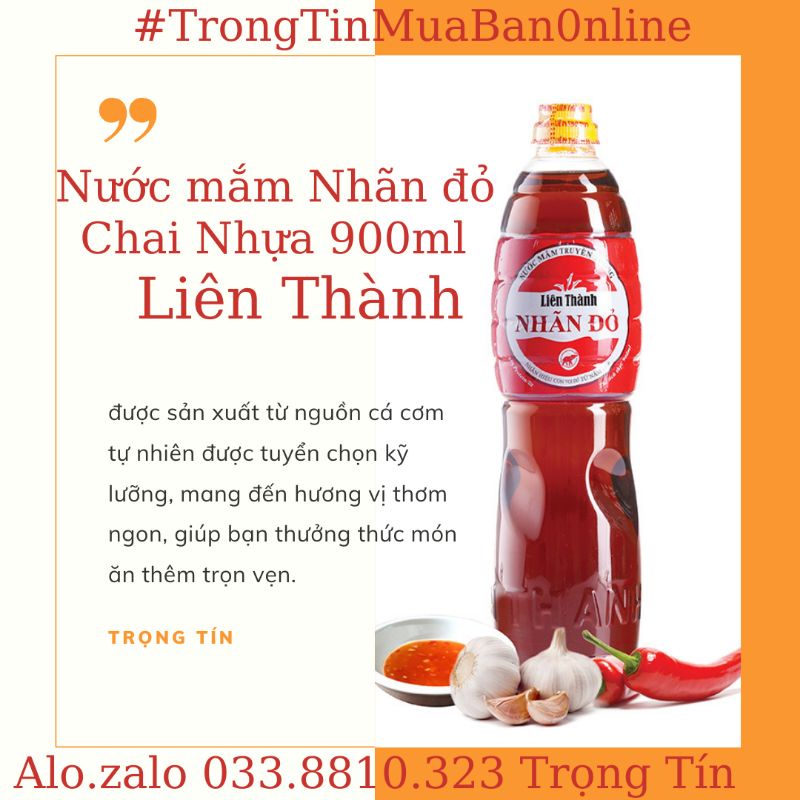 Nước mắm truyền thống Liên Thành nhãn đỏ 10 độ đạm chai 900ml