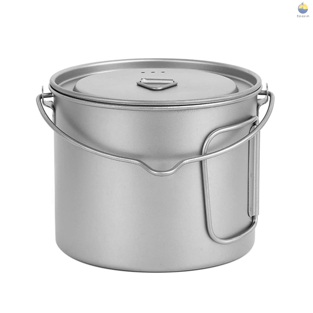 Nồi Nấu Ăn 1100Ml Bằng Titan Siêu Nhẹ Có Nắp Và Tay Cầm Có Thể Gấp Gọn Tiện Dụng Cho Cắm Trại