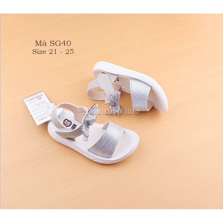 Dép sandal gắn nơ xinh xắn cho bé gái 1 - 3 tuổi quai mềm đế nhẹ chống trơn phong cách Hàn SG40