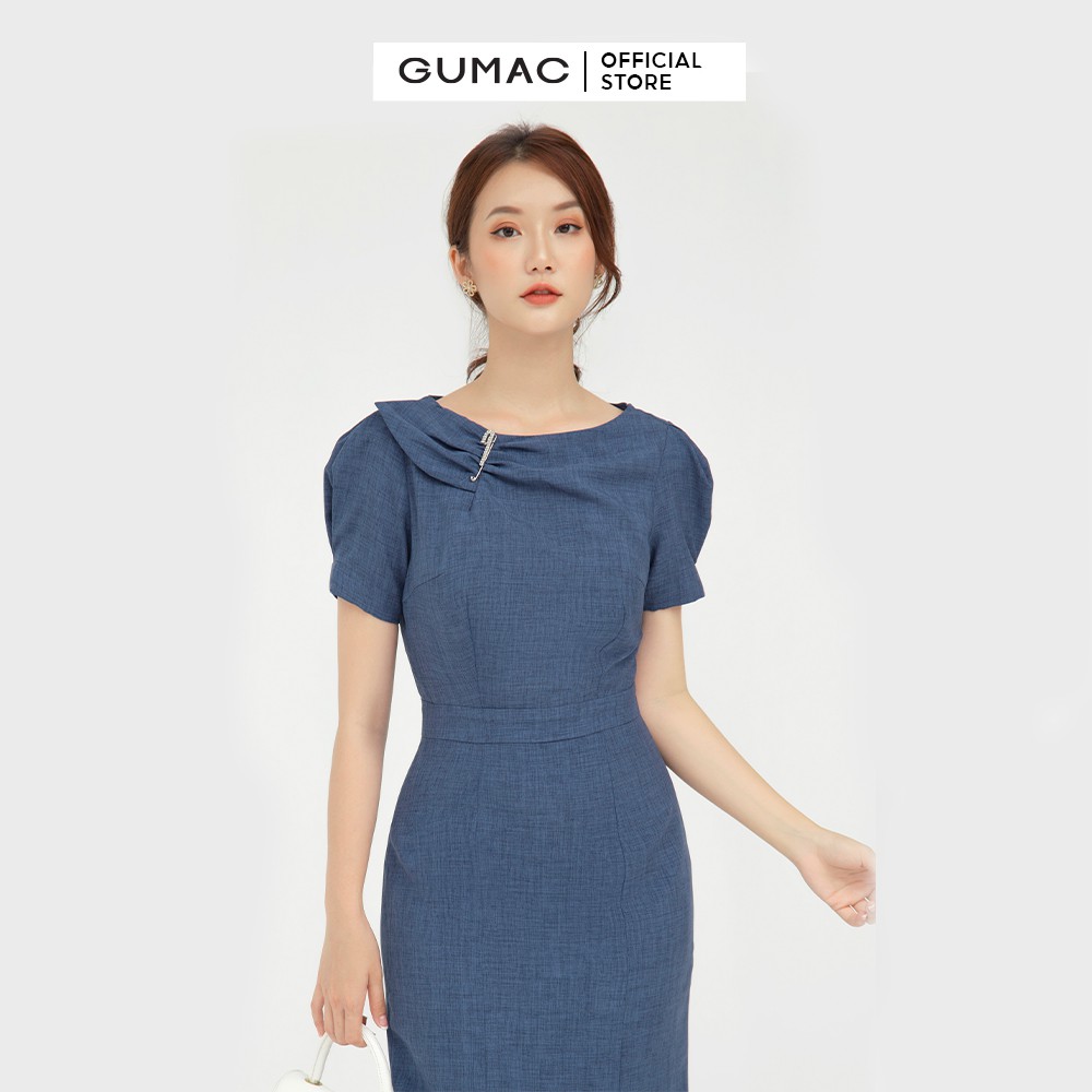 [Mã MABR07062 giảm 8% tối đa 50K đơn từ 249K] Đầm ôm nữ phối phụ kiện sang trọng GUMAC DB618 | BigBuy360 - bigbuy360.vn