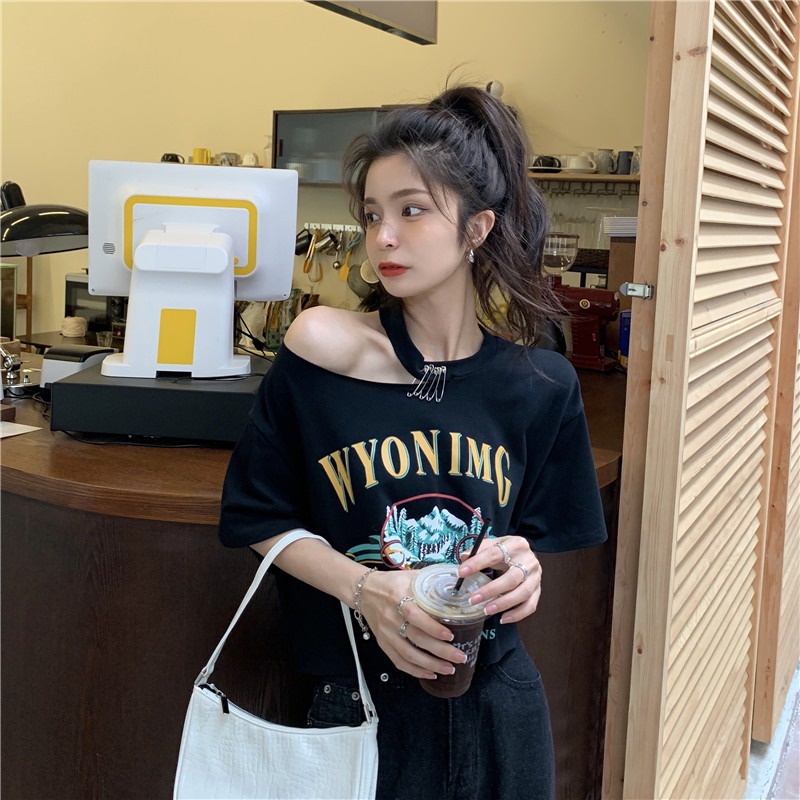 Áo Thun Nữ Ngắn Tay In Hình Thời Trang Hàn Quốc