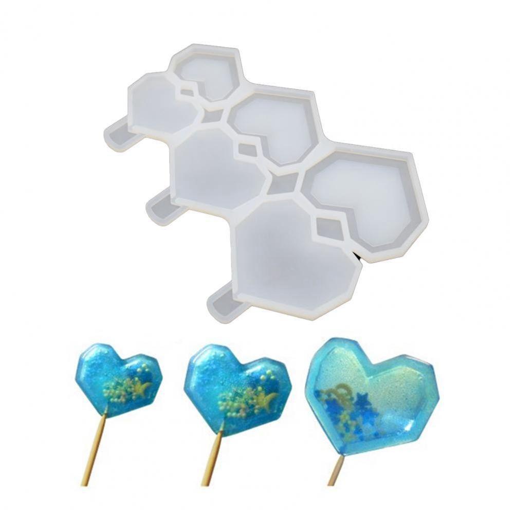 AUGUSTINA Khuôn Làm Kẹo Mút Hình Trái Tim / Tròn Độc Đáo Tiện Dụng DIY