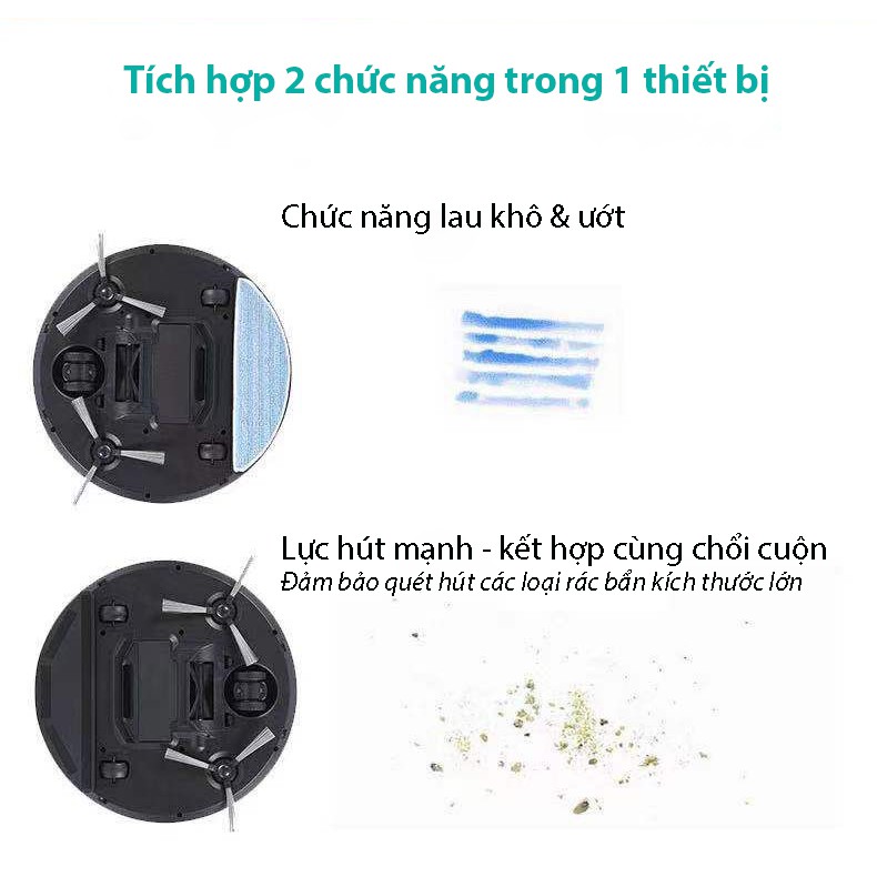 [Mã ELHA22 giảm 6% đơn 300K] Robot hút bụi lau nhà Nhật Jishida 503 Chổi giữa Chống rơi cơ học Chống kẹt Pin trâu